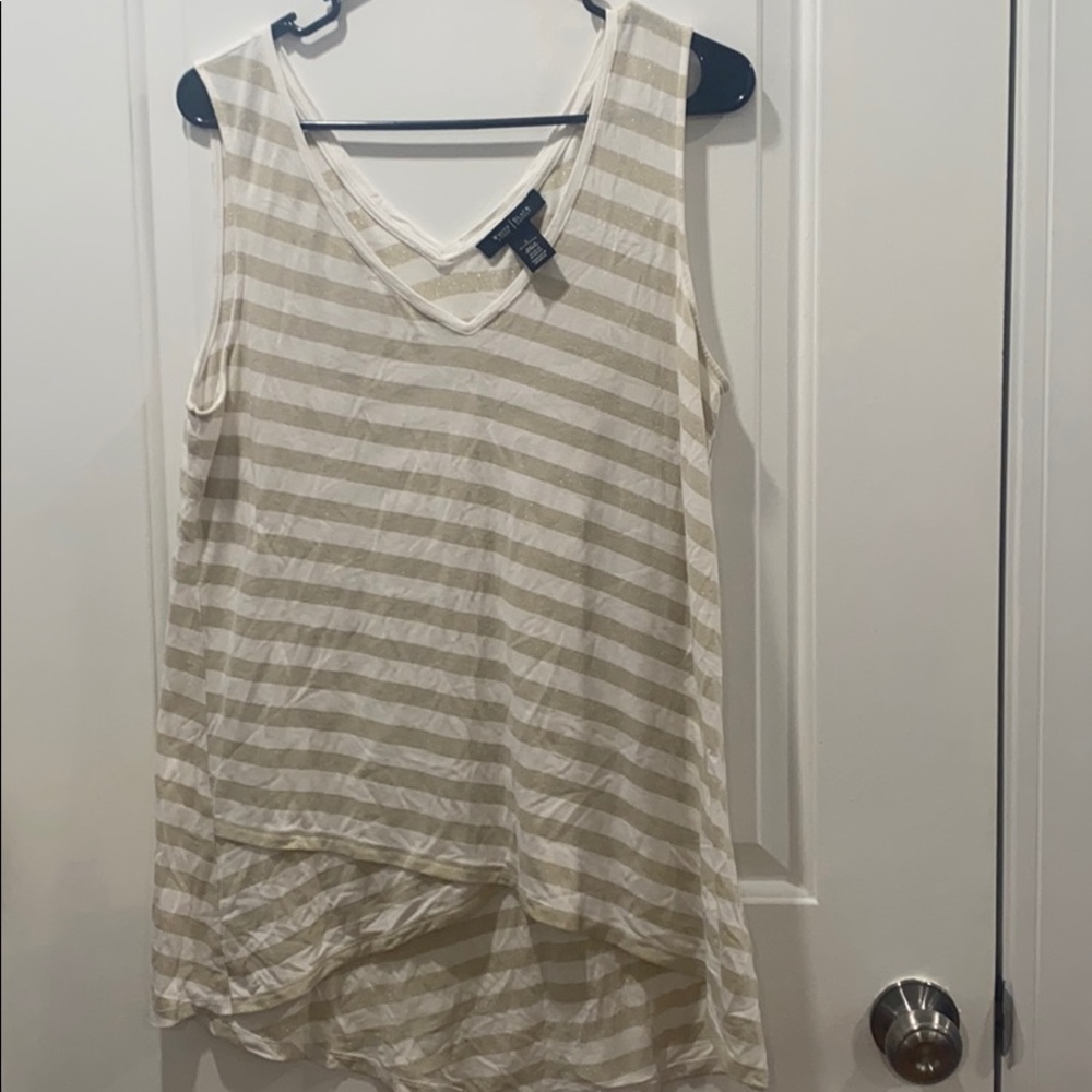white and gold striped tank top